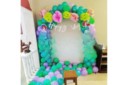 Magical Little Mermaid Birthday Balloon Decoration Backdrop for Girls