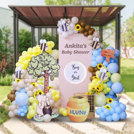 Bee Themed Baby Shower Decoration | Winnie the Pooh Gender Reveal Backdrop Setup